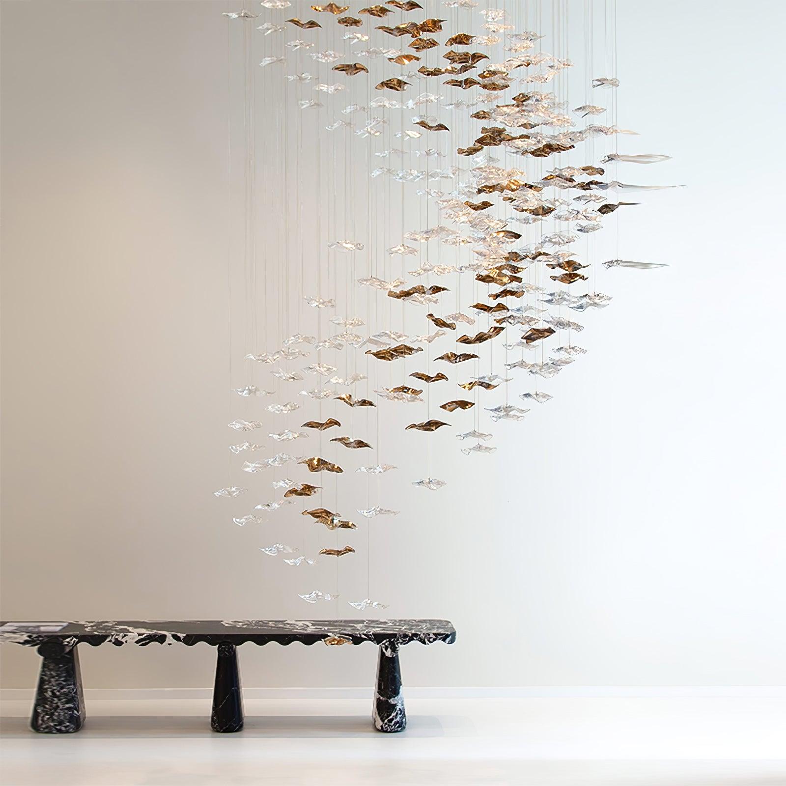 Starry Glass Leaf Chandelier - Loonglight