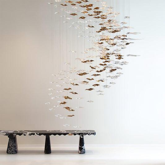Starry Glass Leaf Chandelier - Loonglight