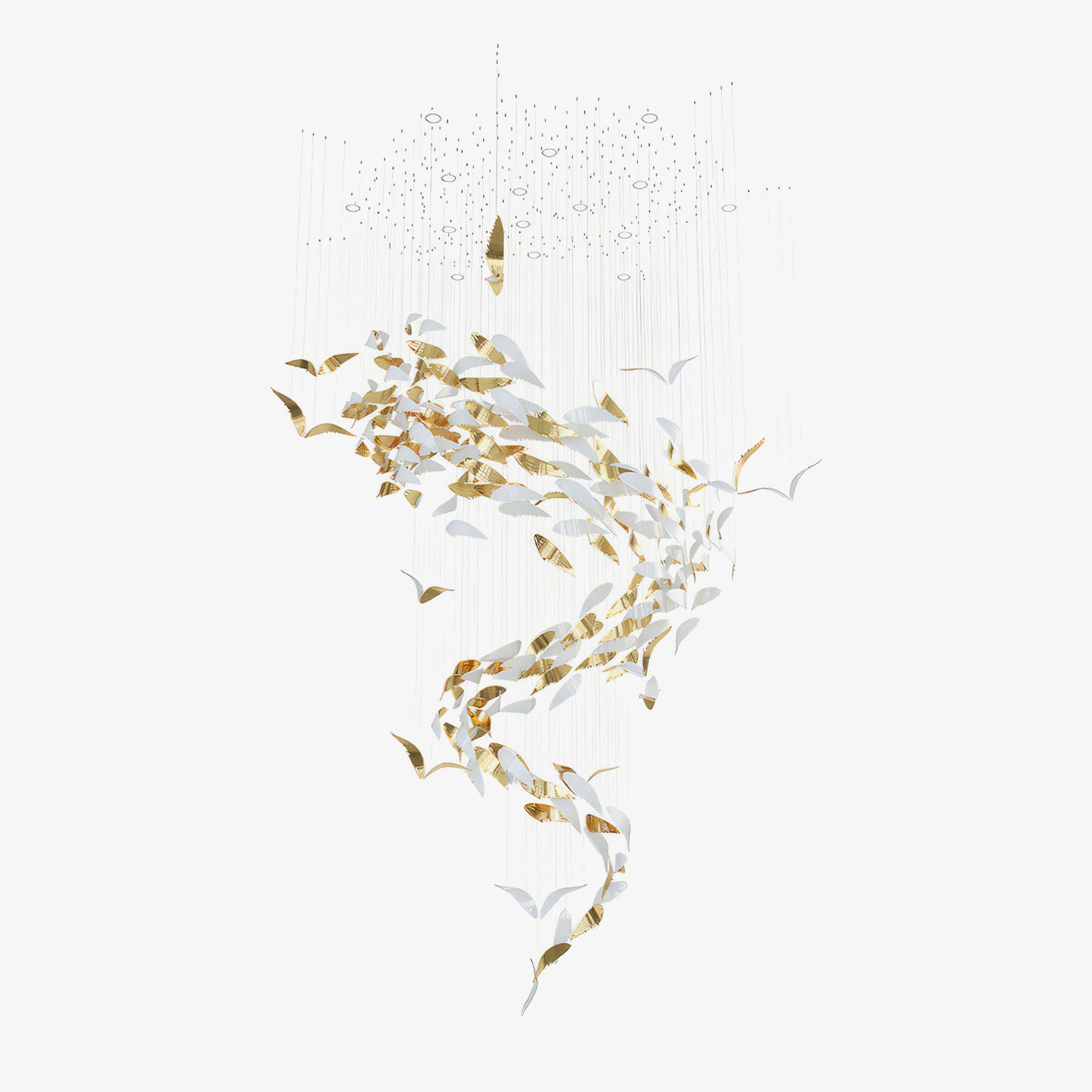 Golden Leaf Cascade Spiral Chandelier - Loonglight