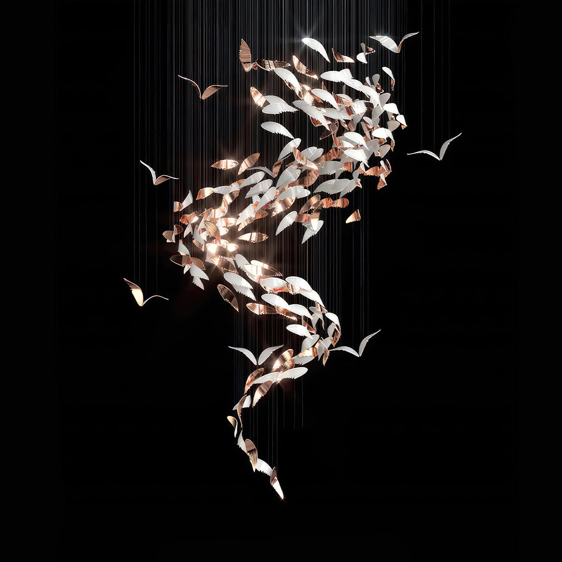 Golden Leaf Cascade Spiral Chandelier - Loonglight