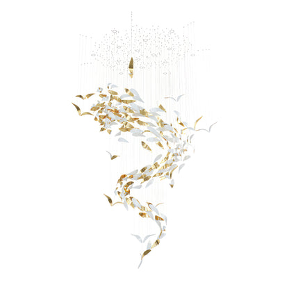 Golden Leaf Cascade Spiral Chandelier - Loonglight