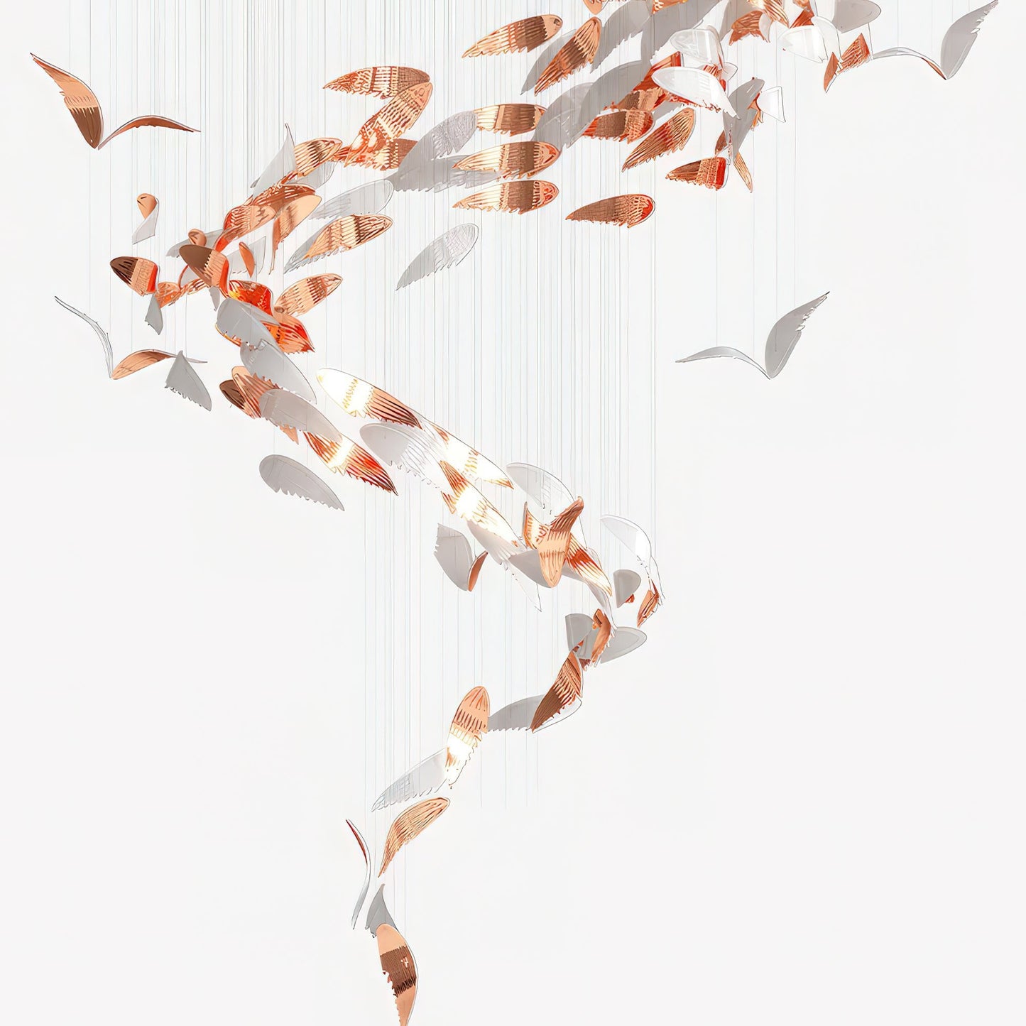 Golden Leaf Cascade Spiral Chandelier - Loonglight