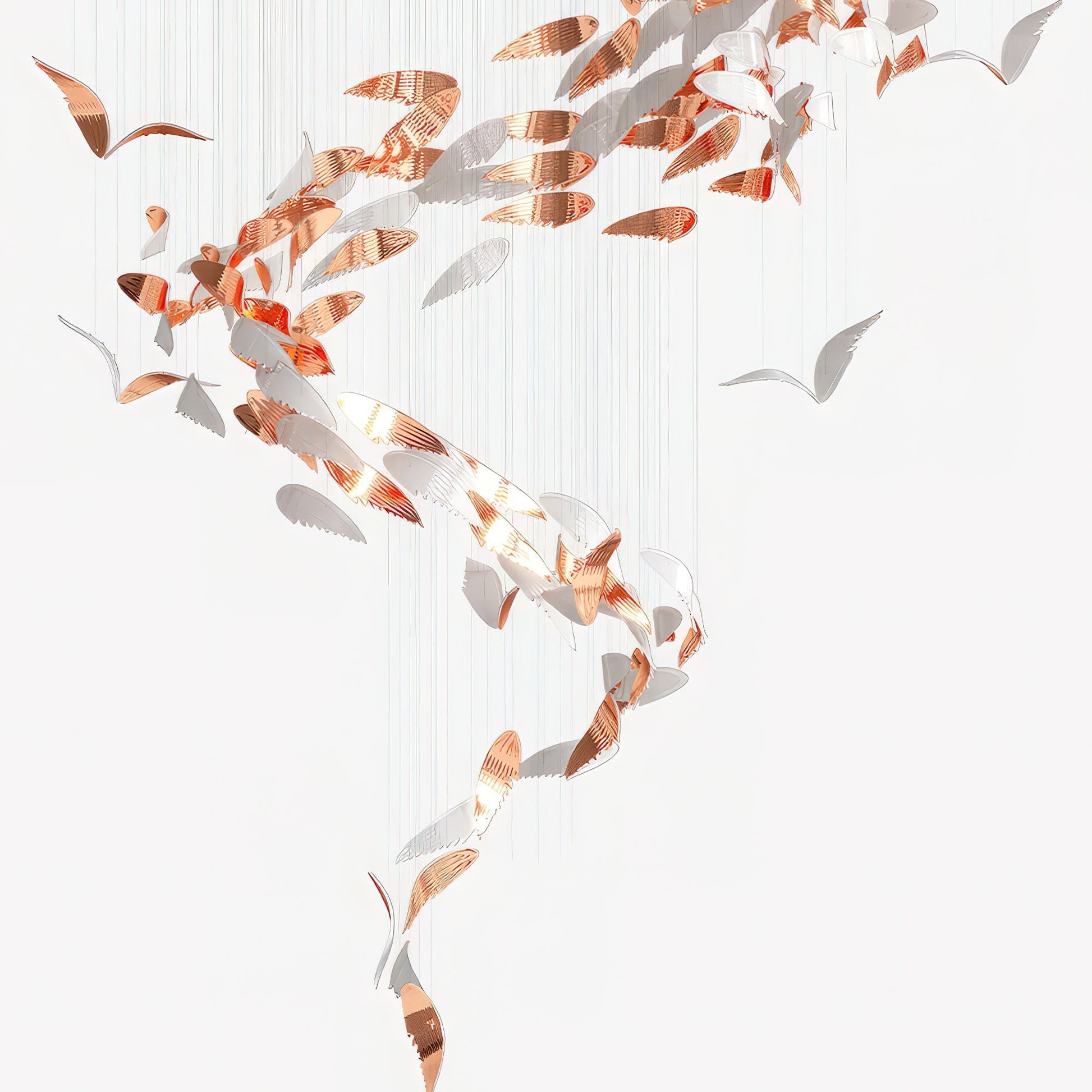 Golden Leaf Cascade Spiral Chandelier - Loonglight