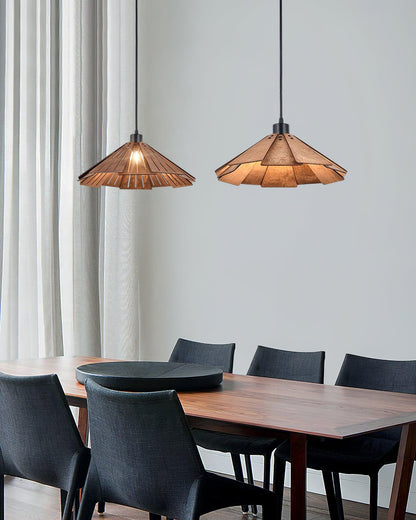 Roof-shaped Wooden Pendant Light - Loonglight