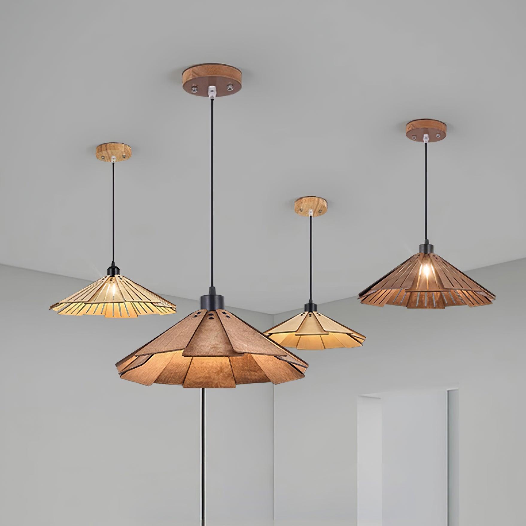 Roof-shaped Wooden Pendant Light - Loonglight