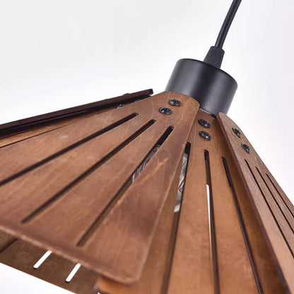 Roof-shaped Wooden Pendant Light - Loonglight