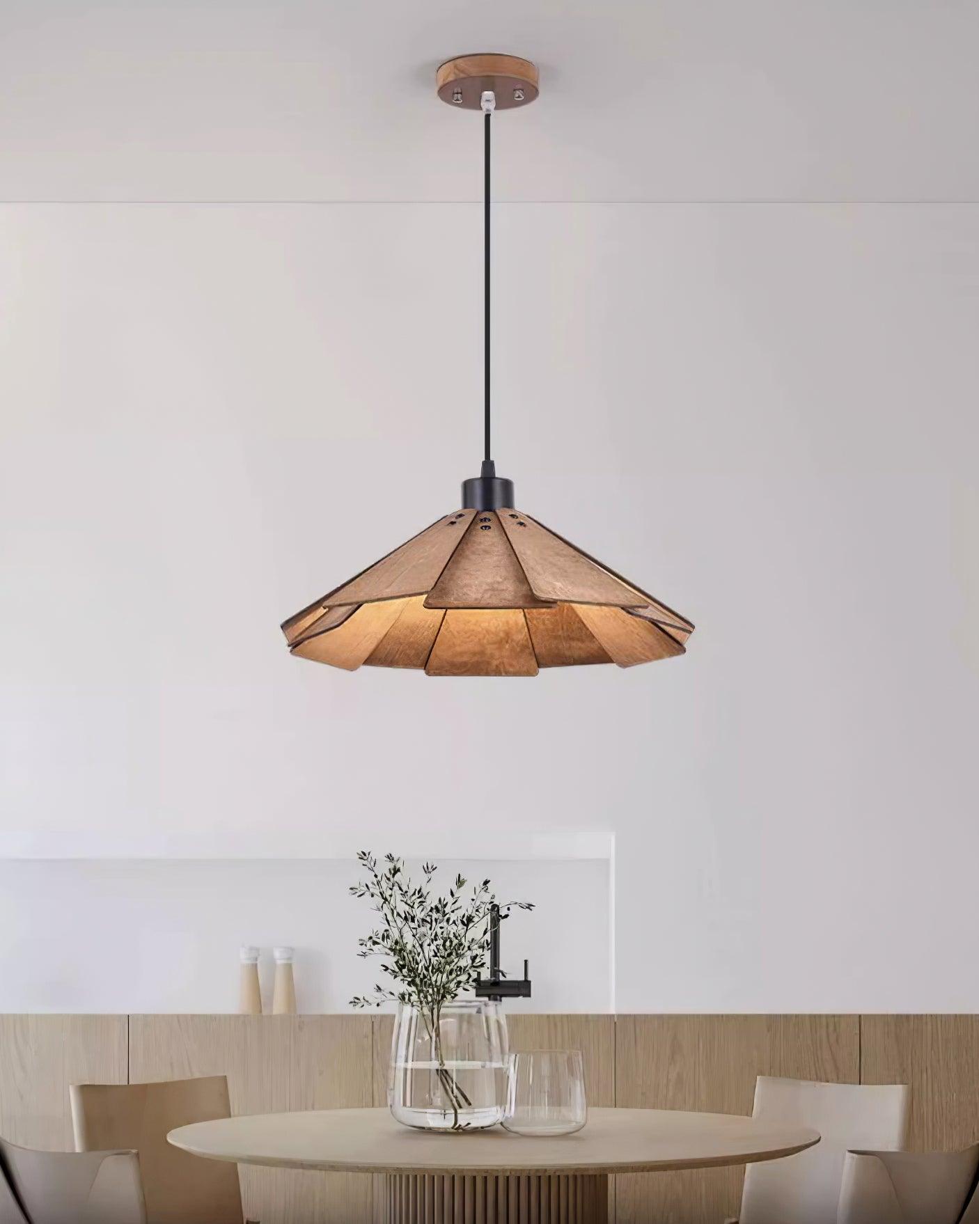 Roof-shaped Wooden Pendant Light - Loonglight