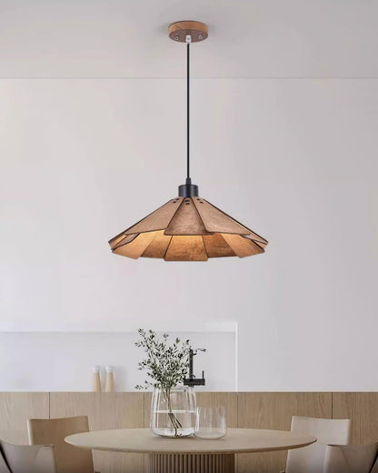 Roof-shaped Wooden Pendant Light - Loonglight