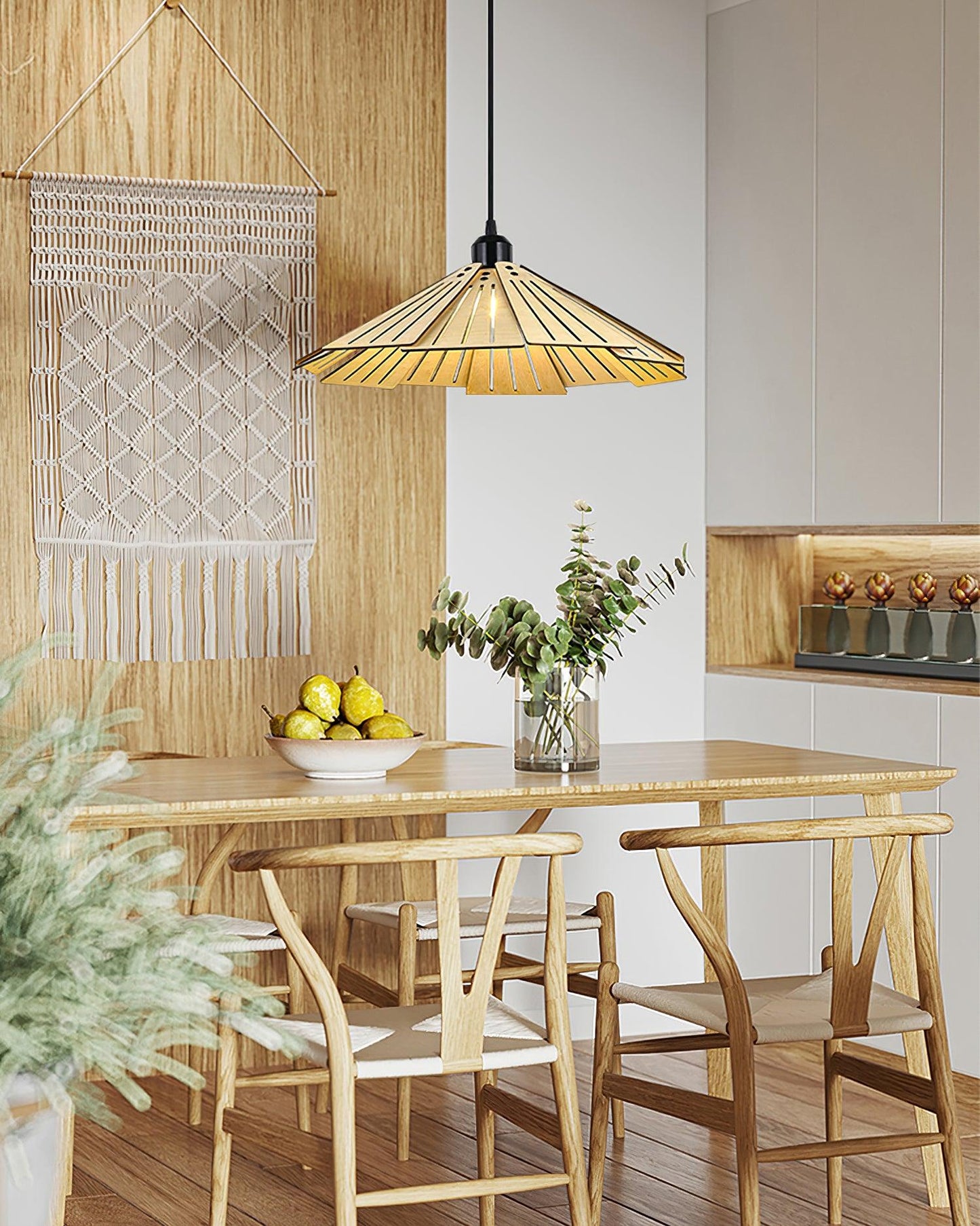 Roof-shaped Wooden Pendant Light - Loonglight