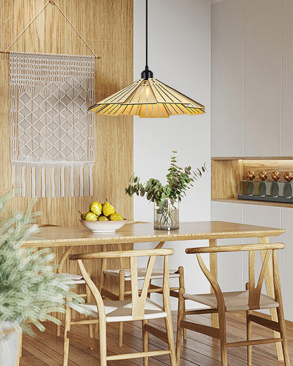 Roof-shaped Wooden Pendant Light - Loonglight