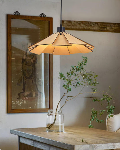 Roof-shaped Wooden Pendant Light - Loonglight