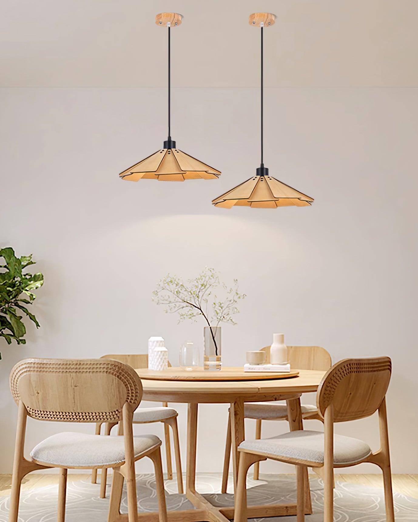 Roof-shaped Wooden Pendant Light - Loonglight