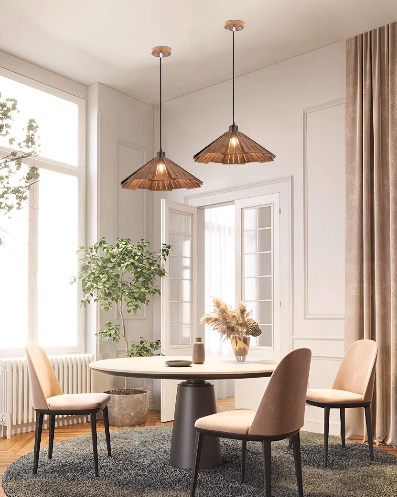 Roof-shaped Wooden Pendant Light - Loonglight