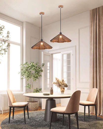 Roof-shaped Wooden Pendant Light - Loonglight