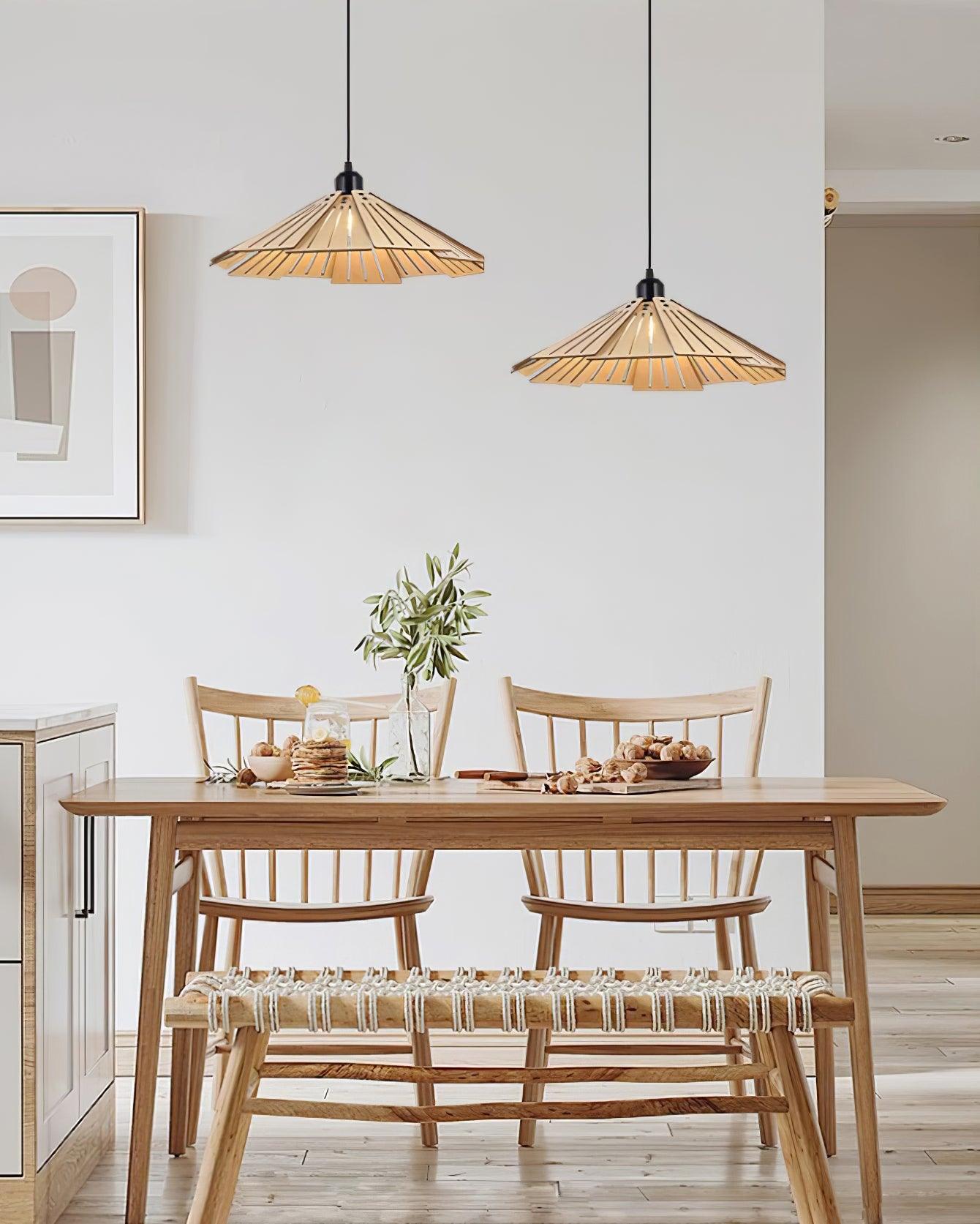 Roof-shaped Wooden Pendant Light - Loonglight