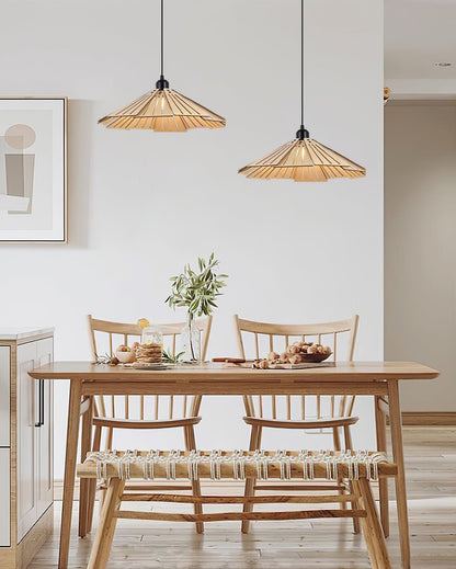 Roof-shaped Wooden Pendant Light - Loonglight