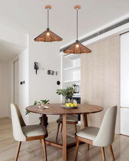 Roof-shaped Wooden Pendant Light - Loonglight