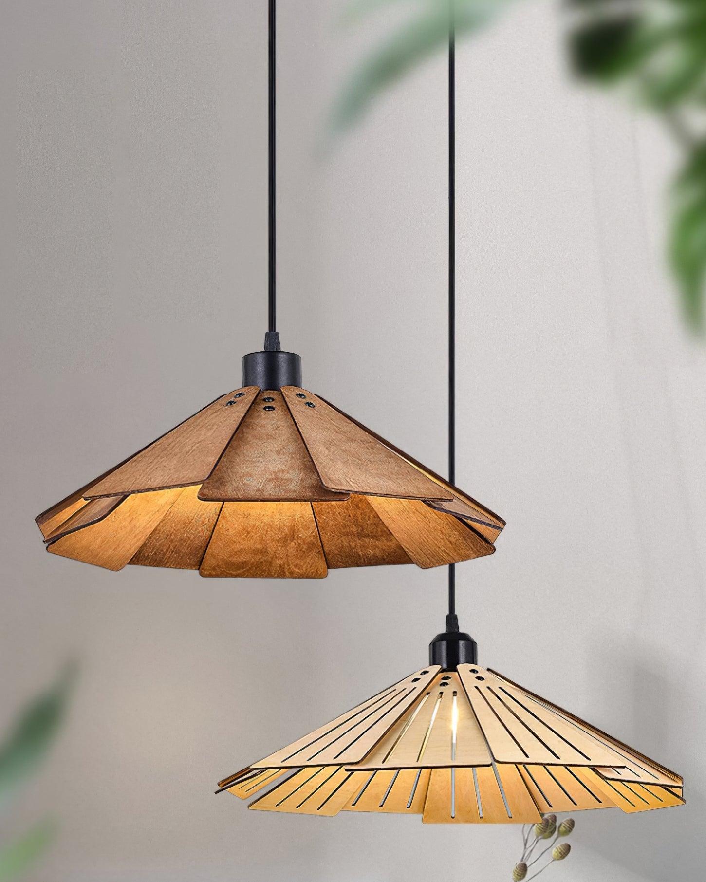 Roof-shaped Wooden Pendant Light - Loonglight