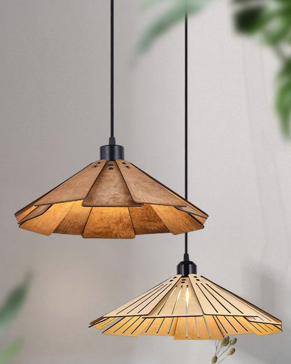 Roof-shaped Wooden Pendant Light - Loonglight