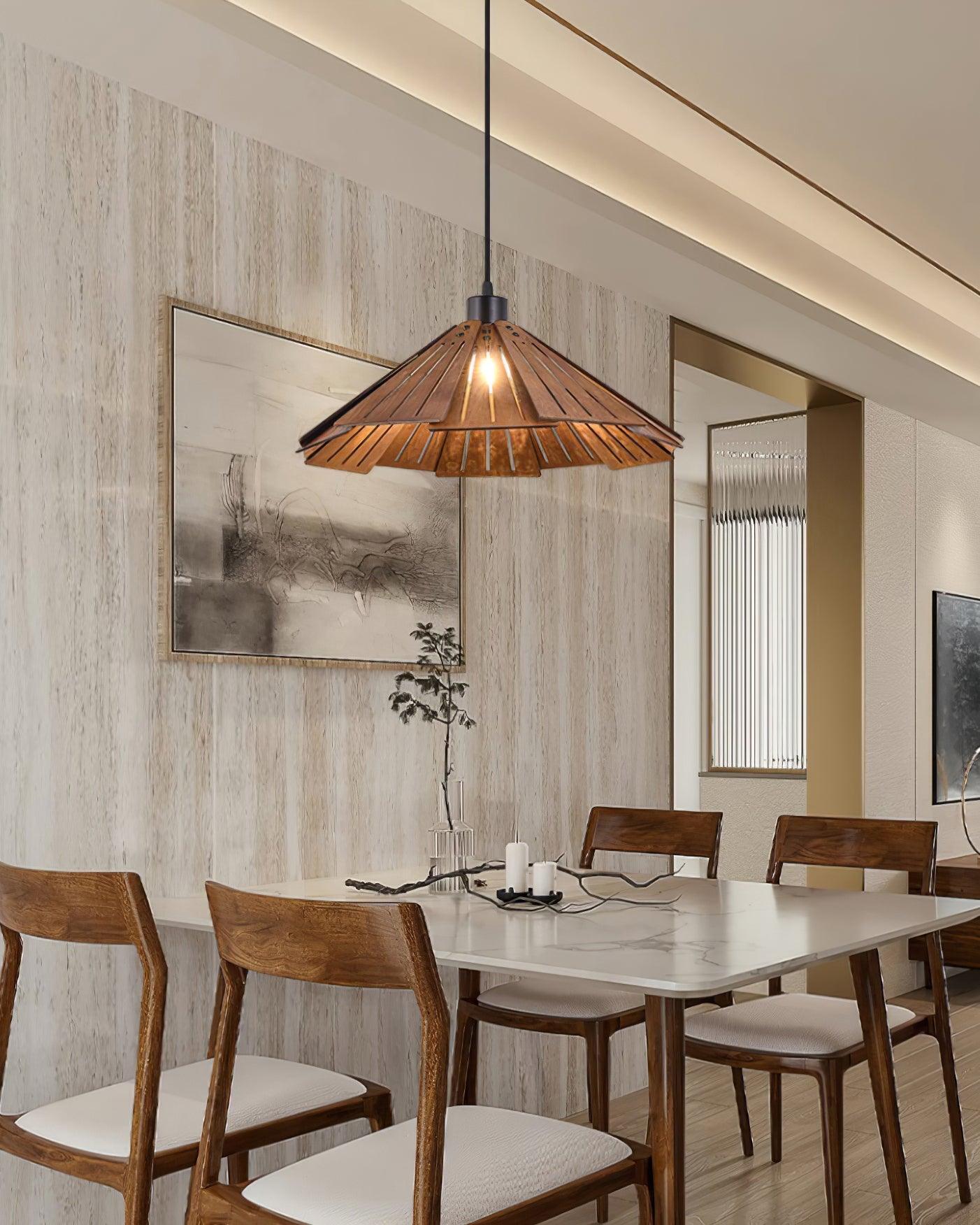 Roof-shaped Wooden Pendant Light - Loonglight