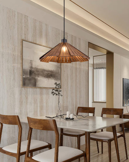 Roof-shaped Wooden Pendant Light - Loonglight