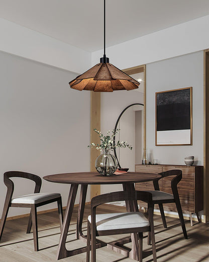 Roof-shaped Wooden Pendant Light - Loonglight