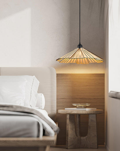 Roof-shaped Wooden Pendant Light - Loonglight