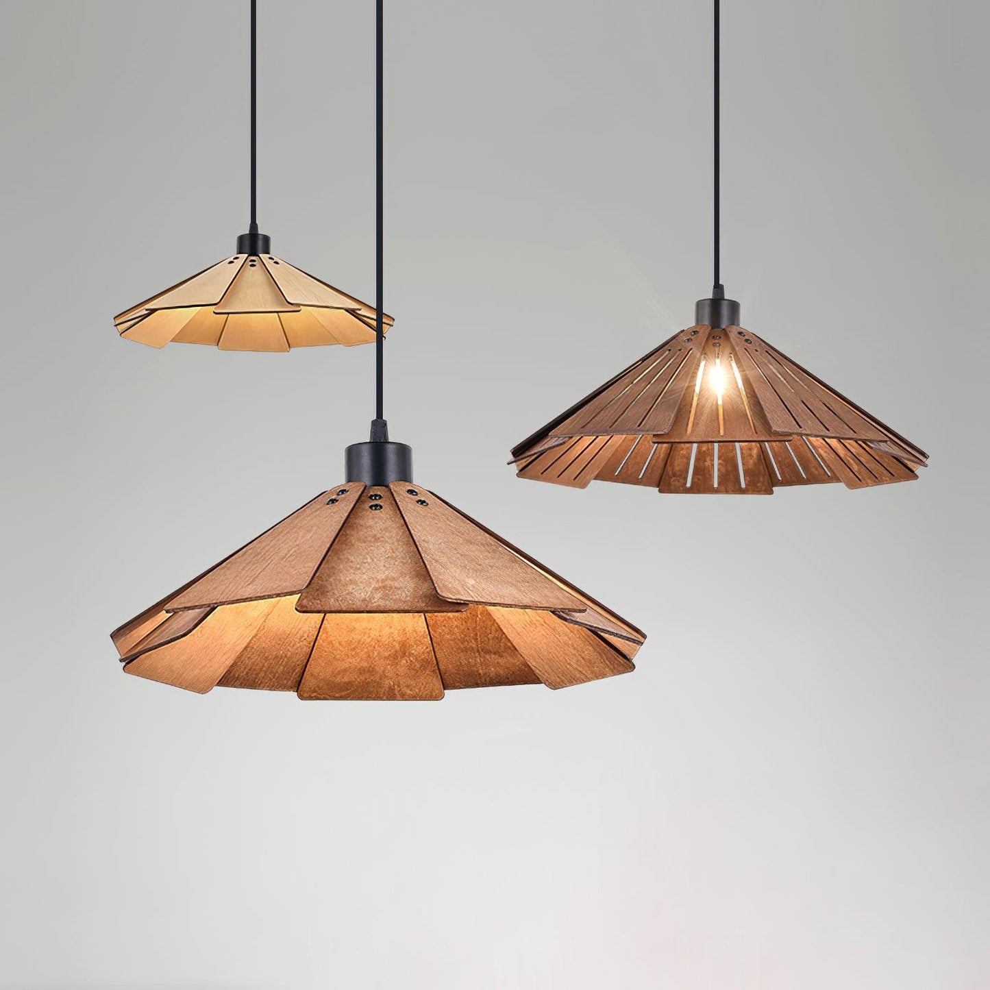 Roof-shaped Wooden Pendant Light - Loonglight
