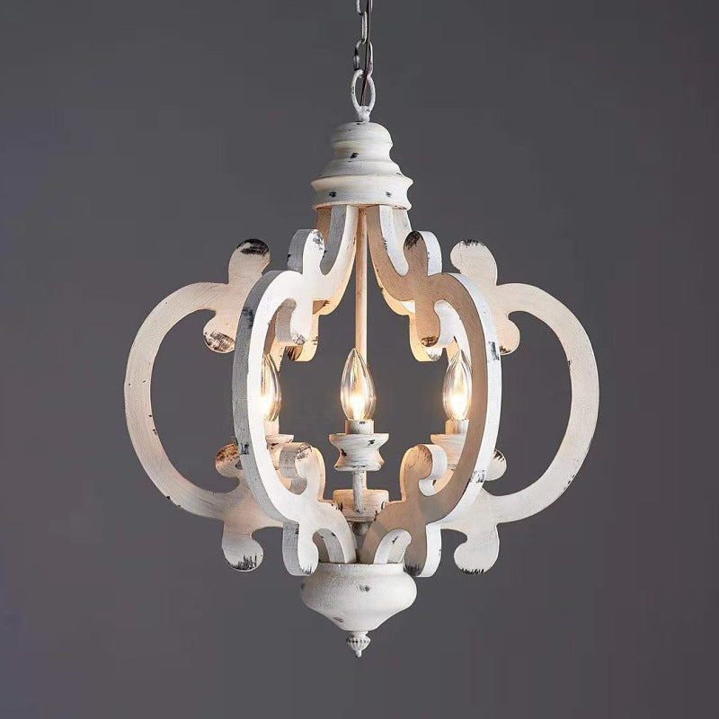 Distressed Solid Wood Chandelier - Loonglight
