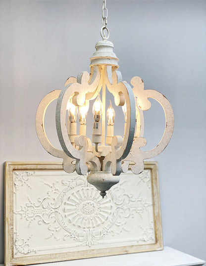 Distressed Solid Wood Chandelier - Loonglight