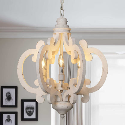 Distressed Solid Wood Chandelier - Loonglight
