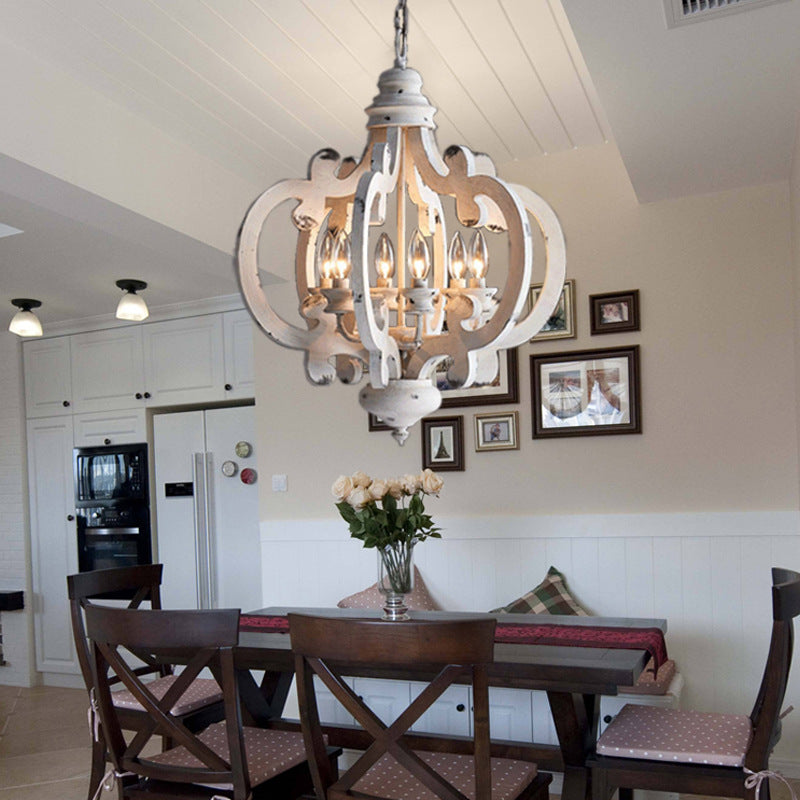 Distressed Solid Wood Chandelier - Loonglight
