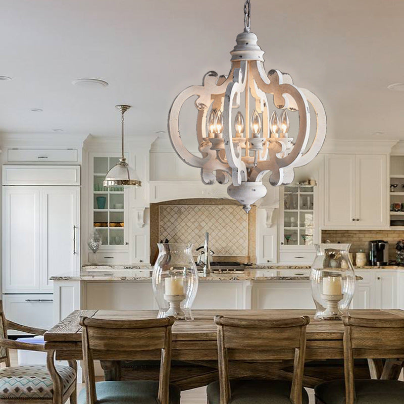 Distressed Solid Wood Chandelier - Loonglight