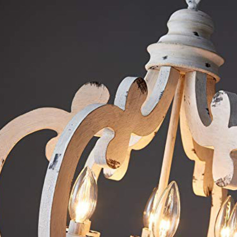 Distressed Solid Wood Chandelier - Loonglight