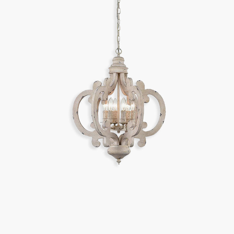 Distressed Solid Wood Chandelier - Loonglight