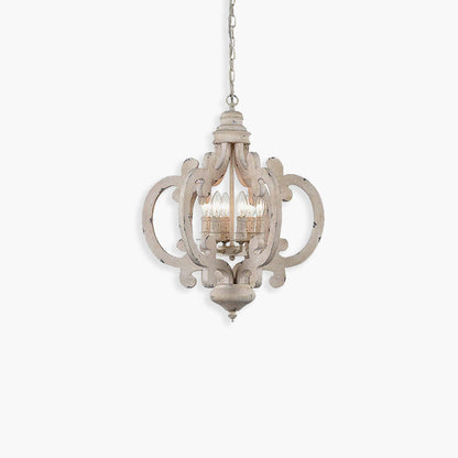Distressed Solid Wood Chandelier - Loonglight