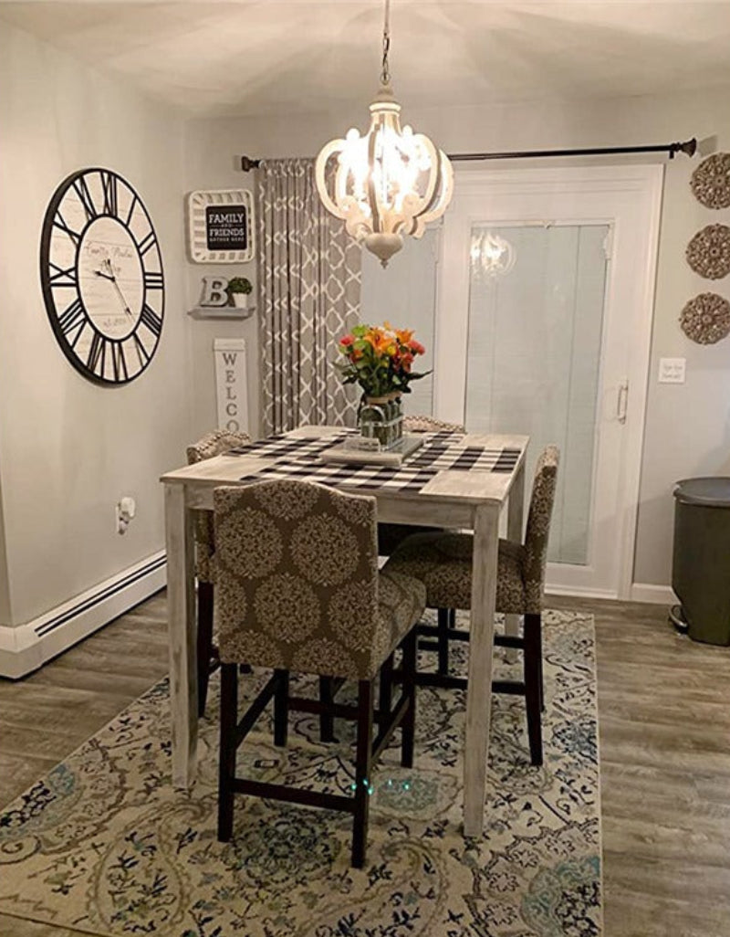 Distressed Solid Wood Chandelier - Loonglight