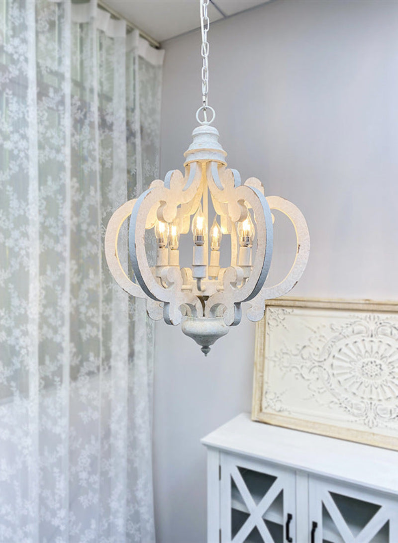 Distressed Solid Wood Chandelier - Loonglight