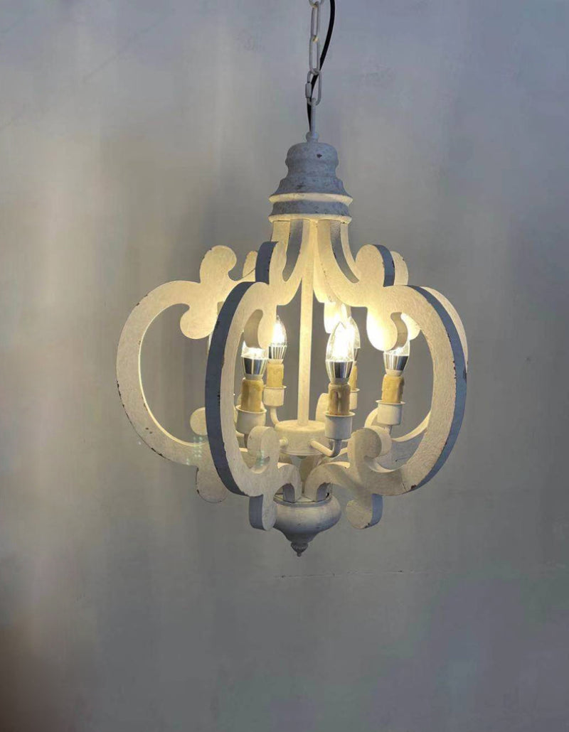 Distressed Solid Wood Chandelier - Loonglight