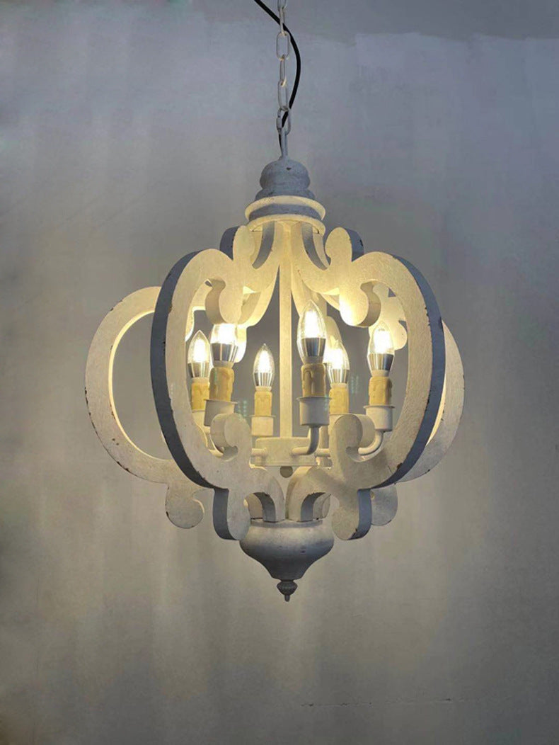 Distressed Solid Wood Chandelier - Loonglight
