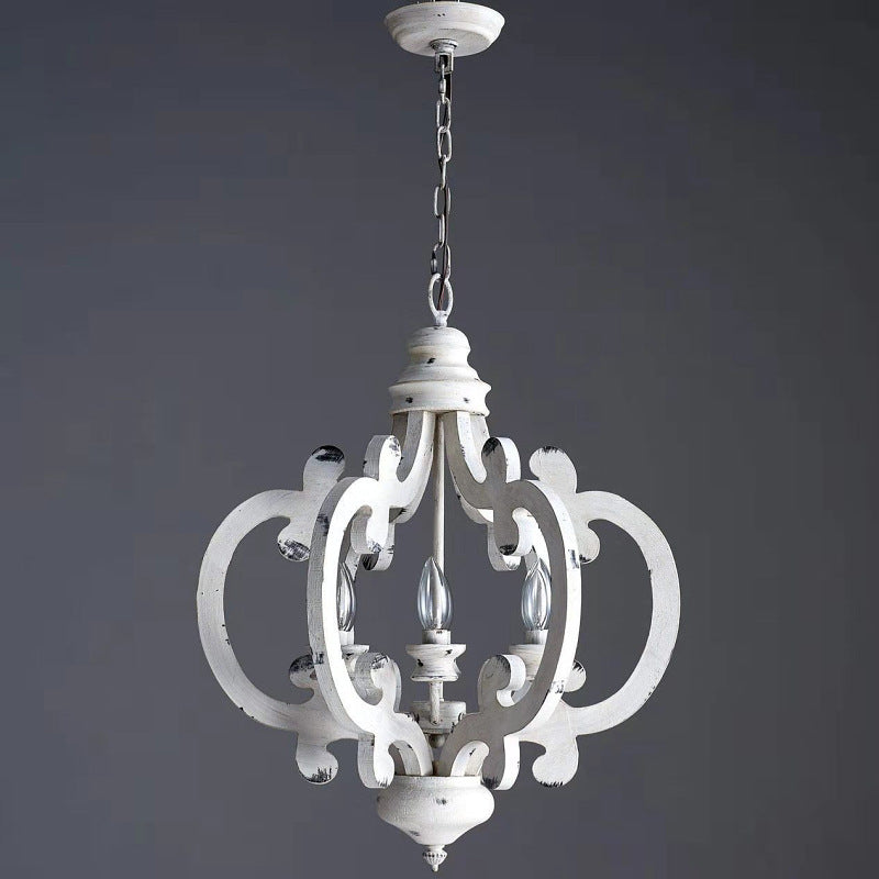 Distressed Solid Wood Chandelier - Loonglight