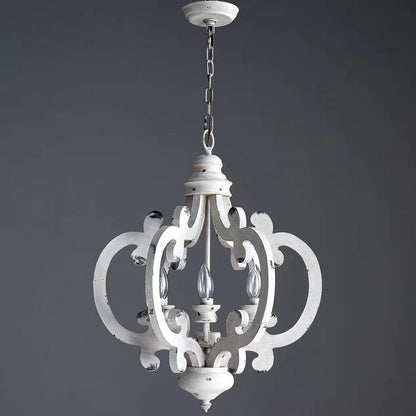 Distressed Solid Wood Chandelier - Loonglight