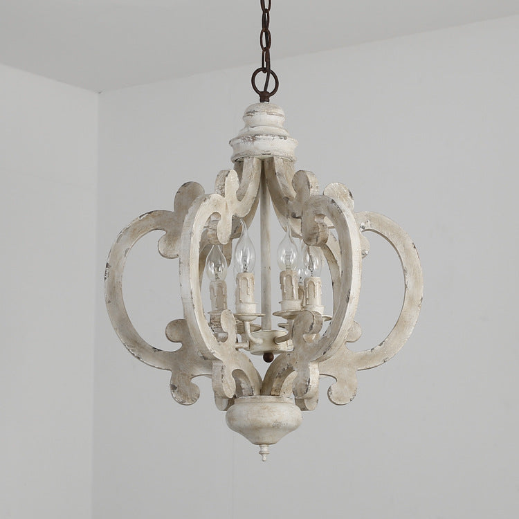 Distressed Solid Wood Chandelier - Loonglight