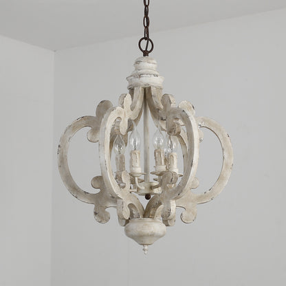 Distressed Solid Wood Chandelier - Loonglight