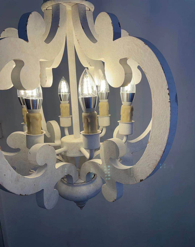 Distressed Solid Wood Chandelier - Loonglight