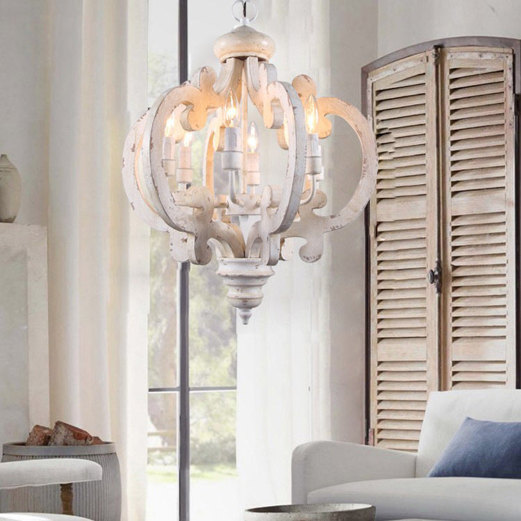 Distressed Solid Wood Chandelier - Loonglight