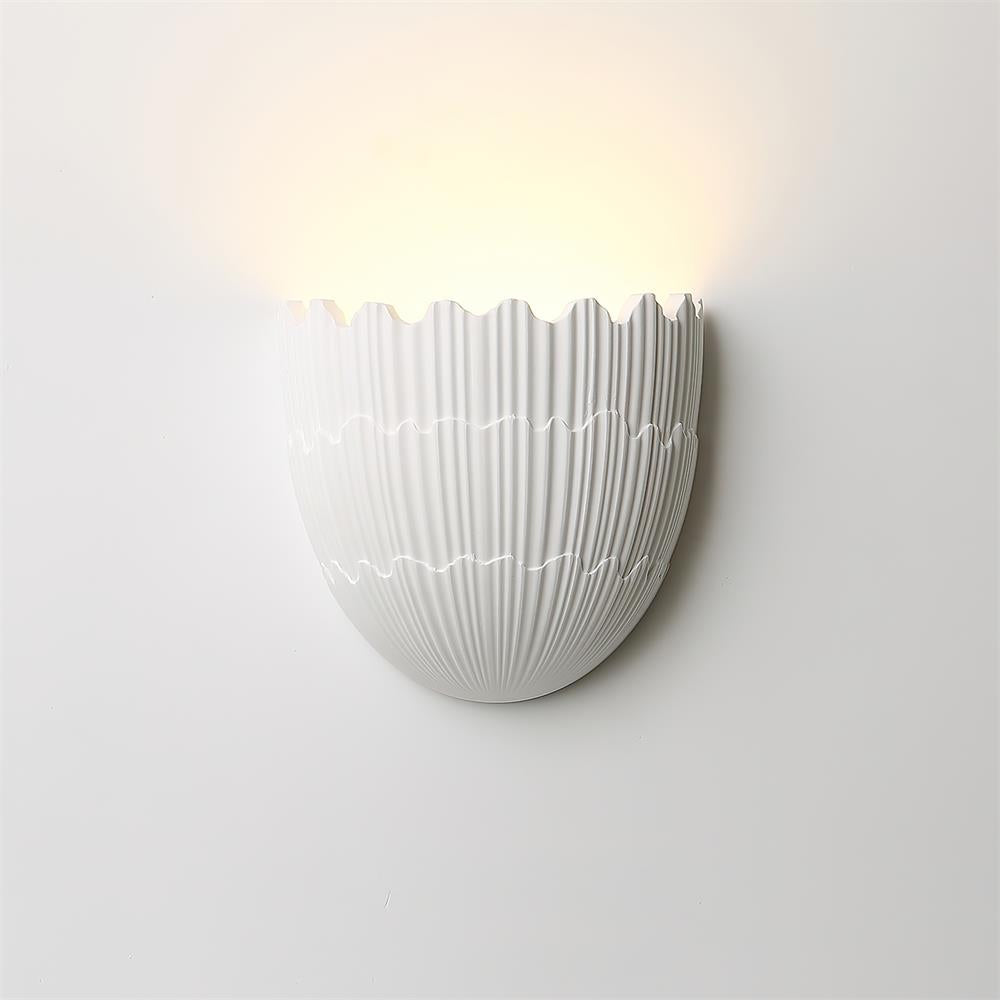 Eggshell Ribbed Plaster Wall Sconce