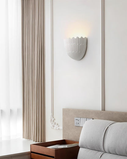Eggshell Ribbed Plaster Wall Sconce