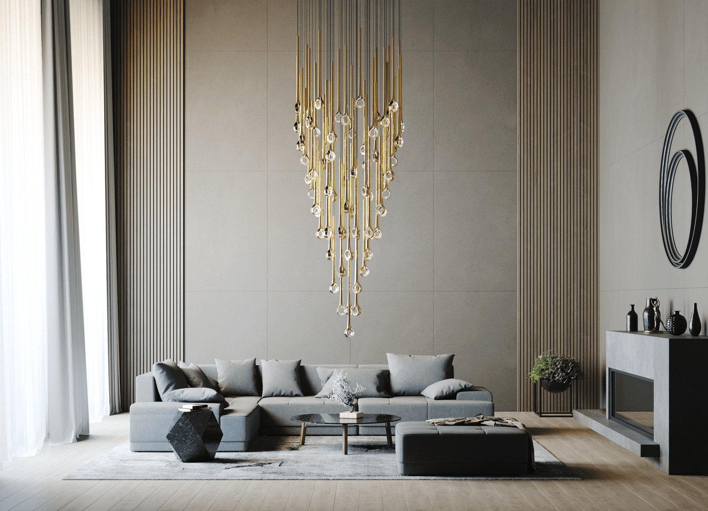 Waterdrop Ring Art Glass Chandelier - Loonglight
