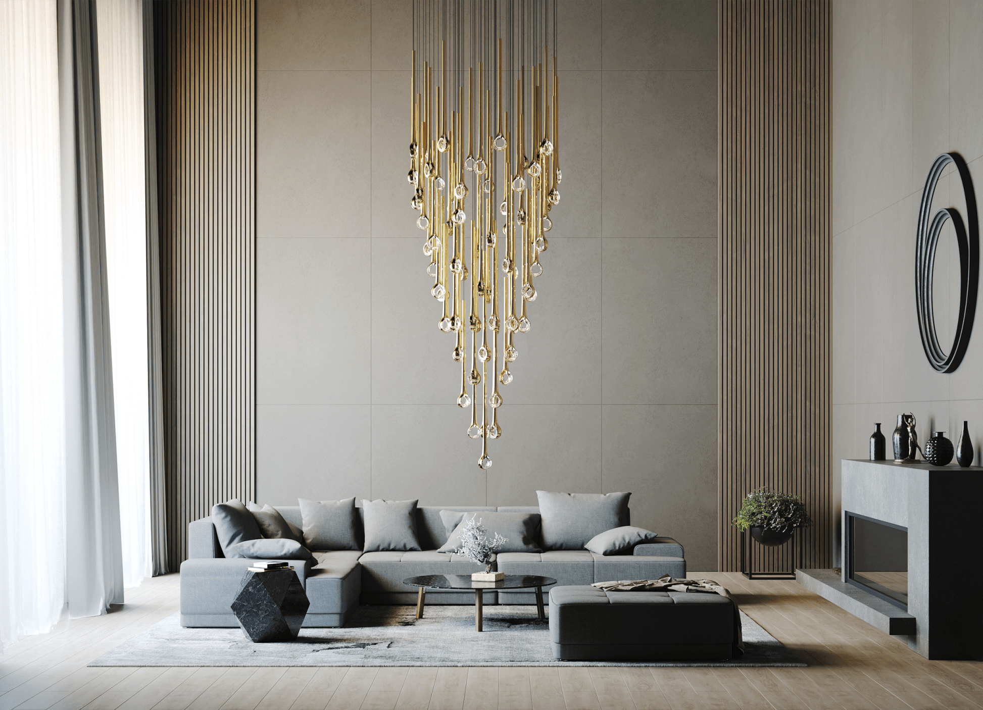 Waterdrop Ring Art Glass Chandelier - Loonglight
